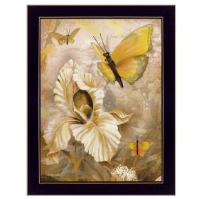 "Flowers & Butterflies I" By Ed Wargo, Ready to Hang Framed Print, Black Frame