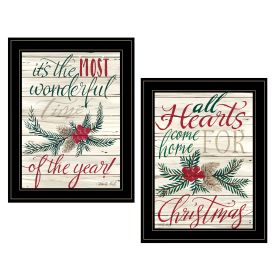 "All Heart Come Home for Christmas" 2-Piece Vignette By Cindy Jacobs, Ready to Hang Framed Print, Black Frame