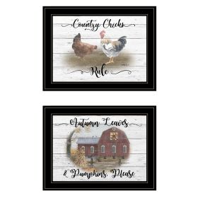 "Country Living" 2-Piece Vignette By Billy Jacobs, Ready to Hang Framed Print, Black Frame