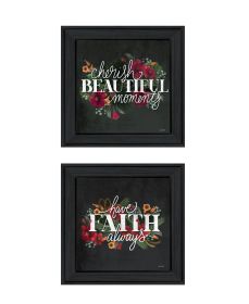 "Cherish and Have Faith" 2-Piece Vignette by House Fenway, Ready to Hang Framed Print, Black Frame