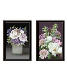 "Lilac & Wild Plum Bouquet II" 2-Piece Vignette by House Fenway, Ready to Hang Framed Print, Black Frame