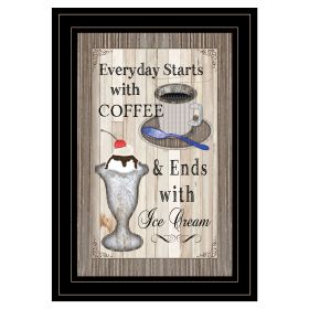 "Everyday Starts with Coffee" By Trendy Decor 4U, Ready to Hang Framed Print, Black Frame