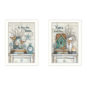 "Home Sweet Home Collection" 2-Piece Vignette By Mary June, Printed Wall Art, Ready To Hang Framed Poster, White Frame