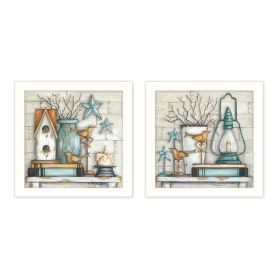 "Mary's Country Shelf Collection" 2-Piece Vignette By Mary June, Printed Wall Art, Ready To Hang Framed Poster, White Frame