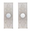 Set of 2 Large Wooden Wall Art Panels with Distressed White Finish and Round Mirror Accents,17" x 48"