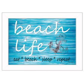 "Beach Life" By Cindy Jacobs, Printed Wall Art, Ready To Hang Framed Poster, White Frame (Color: as Pic)